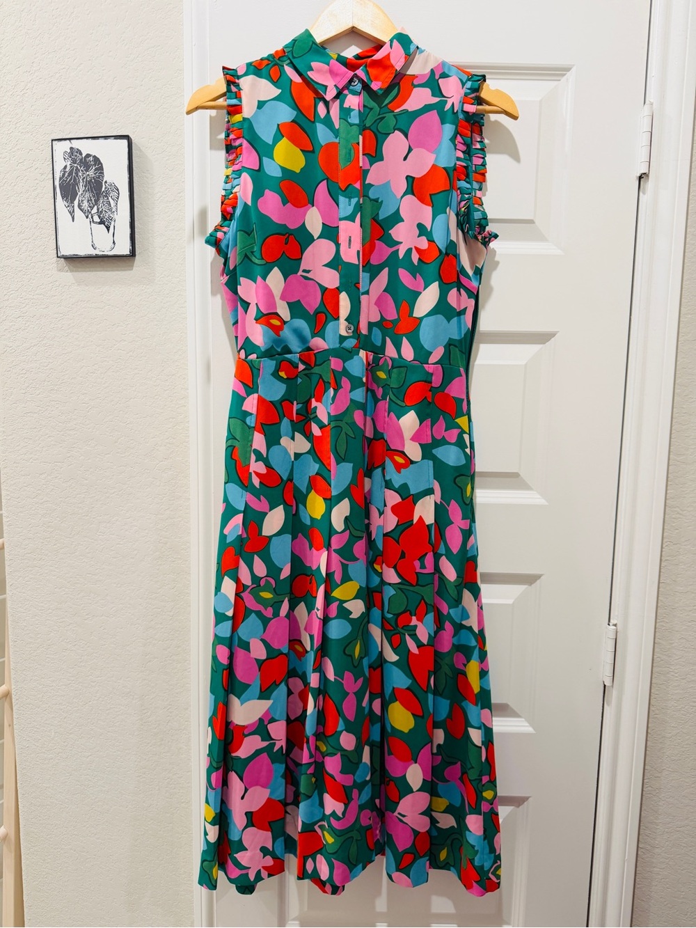 J. Crew Green Floral Print Sleeveless Midi Dress